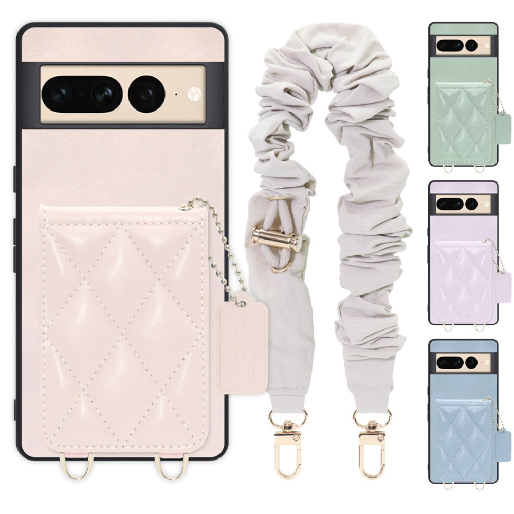 [ LOOF SWEET-SHELL SHUSHU ] Google pixel 7 Pro googlepixel7pro 7pro プロ ピクセル7pro スマホケース キルティング加工のカードケース付き シュシュストラップ付き マグネット内蔵 カード収納 本革 パステルカラー [ Google Pixel 7 Pro ]