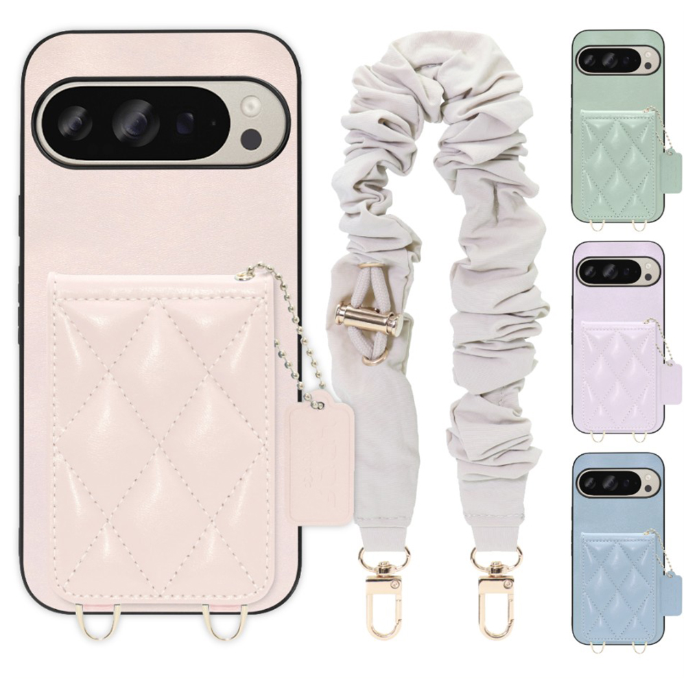[ LOOF SWEET-SHELL SHUSHU ] Google Pixel 9 / 9 Pro Google Pixel9 Pixel9pro ピクセル9 ピクセル9プロ スマホケース キルティング加工のカードケース付き シュシュストラップ付き マグネット内蔵 カード収納 本革 パステルカラー [ Google Pixel 9 / 9 Pro ]
