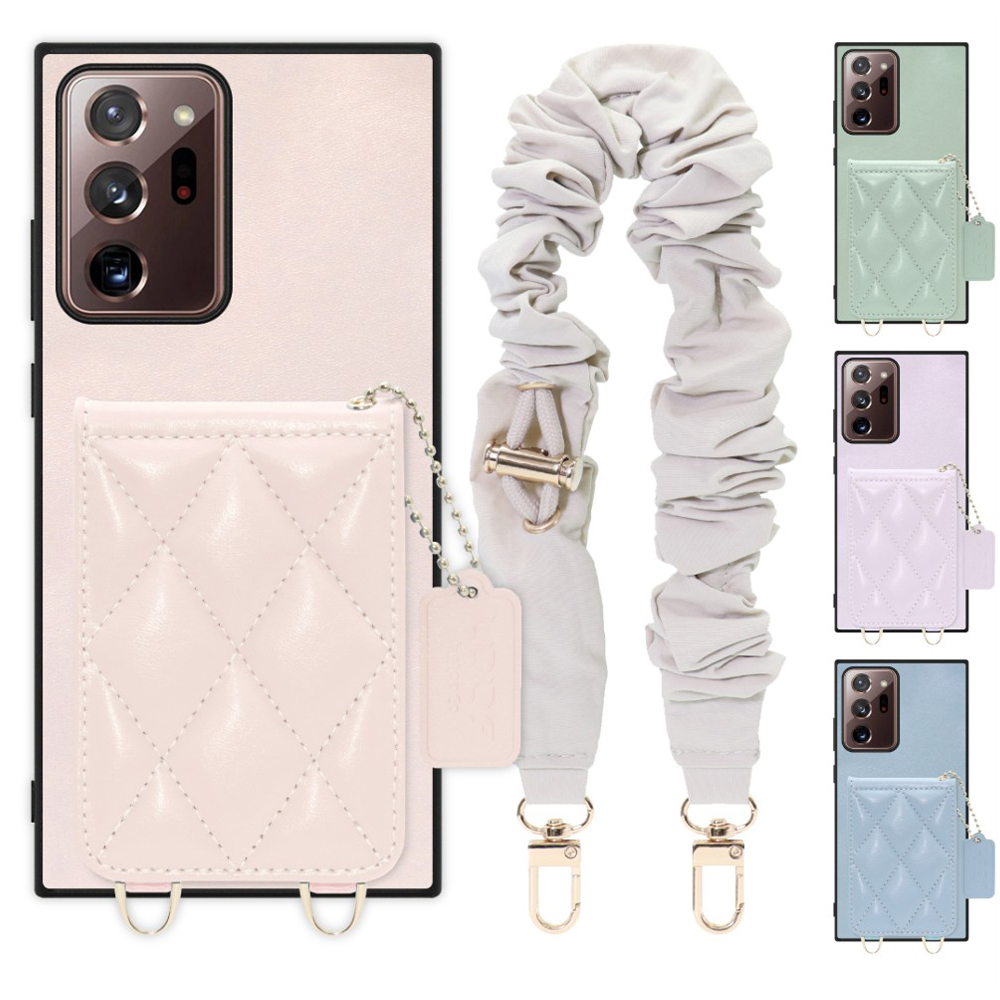 [ LOOF SWEET-SHELL SHUSHU ] Galaxy Note 20 Ultra 5G note20ultra5g note20 スマホケース キルティング加工のカードケース付き シュシュストラップ付き マグネット内蔵 カード収納 本革 パステルカラー [ Galaxy Note20 Ultra ]