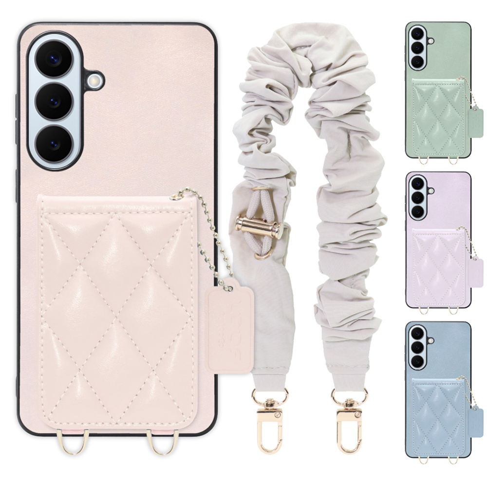 [ LOOF SWEET-SHELL SHUSHU ] Galaxy S26+ Samsung SC-52G スマホケース キルティング加工のカードケース付き シュシュストラップ付き マグネット内蔵 カード収納 本革 パステルカラー [ Galaxy S26+ ]