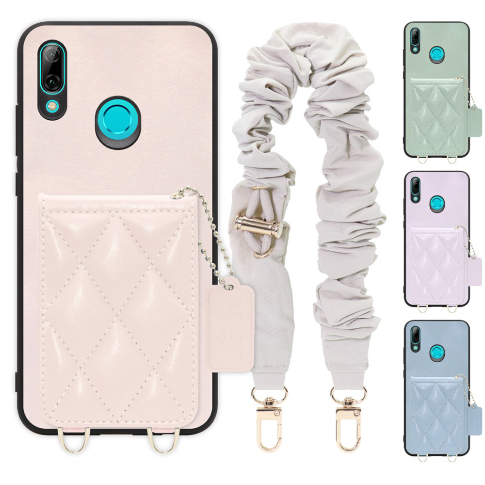 [ LOOF SWEET-SHELL SHUSHU ] HUAWEI nova lite 3 POT-LX2J novalite3 novalite 3 スマホケース キルティング加工のカードケース付き シュシュストラップ付き マグネット内蔵 カード収納 本革 パステルカラー [ HUAWEI nova lite 3 ]