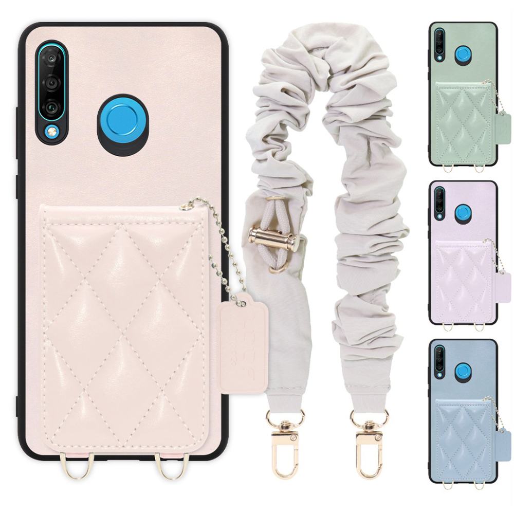 [ LOOF SWEET-SHELL SHUSHU ] HUAWEI P30 lite / P30 lite Premium p30lite p30litepremium スマホケース キルティング加工のカードケース付き シュシュストラップ付き マグネット内蔵 カード収納 本革 パステルカラー [ HUAWEI P30 lite / lite Premium ]