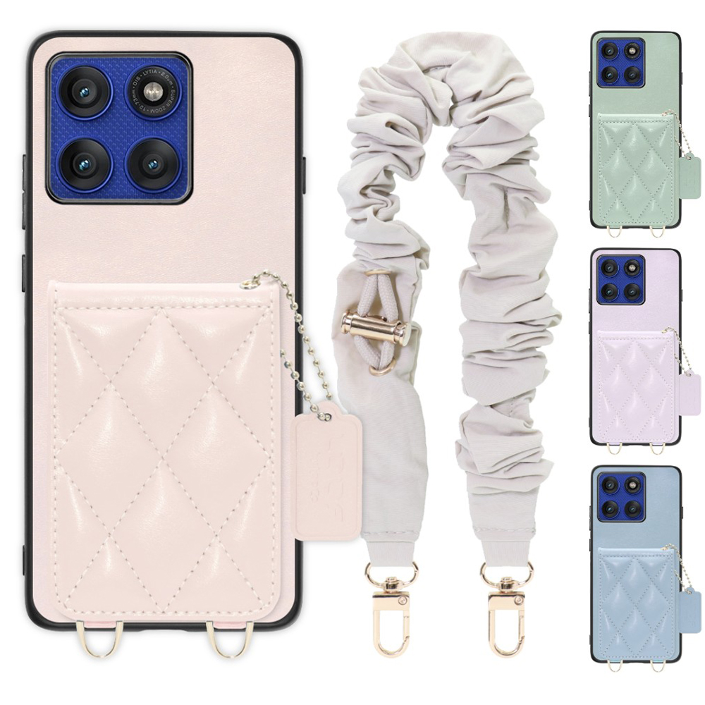 [ LOOF SWEET-SHELL SHUSHU ] motorola edge 60 pro / 60s pro  スマホケース キルティング加工のカードケース付き シュシュストラップ付き マグネット内蔵 カード収納 本革 パステルカラー [ motorola edge 60 pro / 60s pro ]