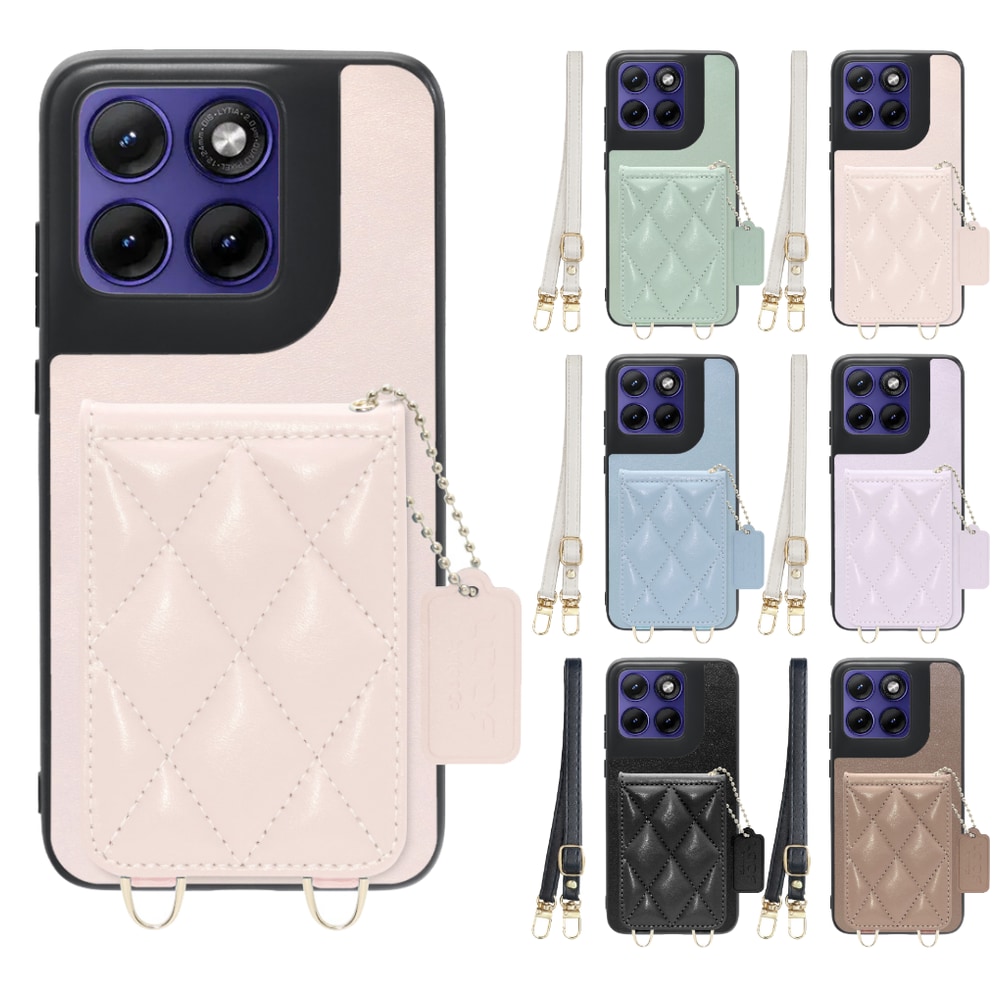 [ LOOF SWEET-SHELL SHOULDER  ] motorola edge 70 fusion  スマホケース キルティング加工のカードケース付き ロングストラップ付き マグネット内蔵 カード収納 本革 [ motorola edge 70 fusion ]