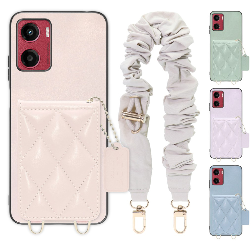 [ LOOF SWEET-SHELL SHUSHU ] moto g05 motorola スマホケース キルティング加工のカードケース付き シュシュストラップ付き マグネット内蔵 カード収納 本革 パステルカラー [ moto g05 ]