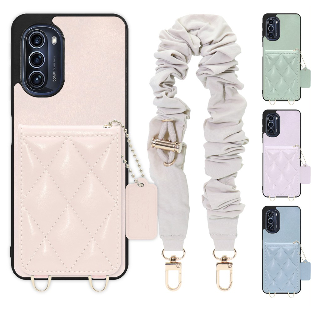 [ LOOF SWEET-SHELL SHUSHU ] moto g52j 5G motog52j5g motog52j スマホケース キルティング加工のカードケース付き シュシュストラップ付き マグネット内蔵 カード収納 本革 パステルカラー [ moto g52j 5G ]