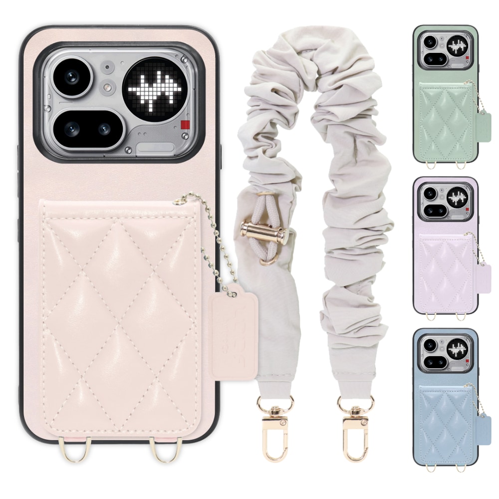[ LOOF SWEET-SHELL SHUSHU ] Nothing Phone (4a) Pro A069P スマホケース キルティング加工のカードケース付き シュシュストラップ付き マグネット内蔵 カード収納 本革 パステルカラー [ Nothing Phone (4a) Pro ]