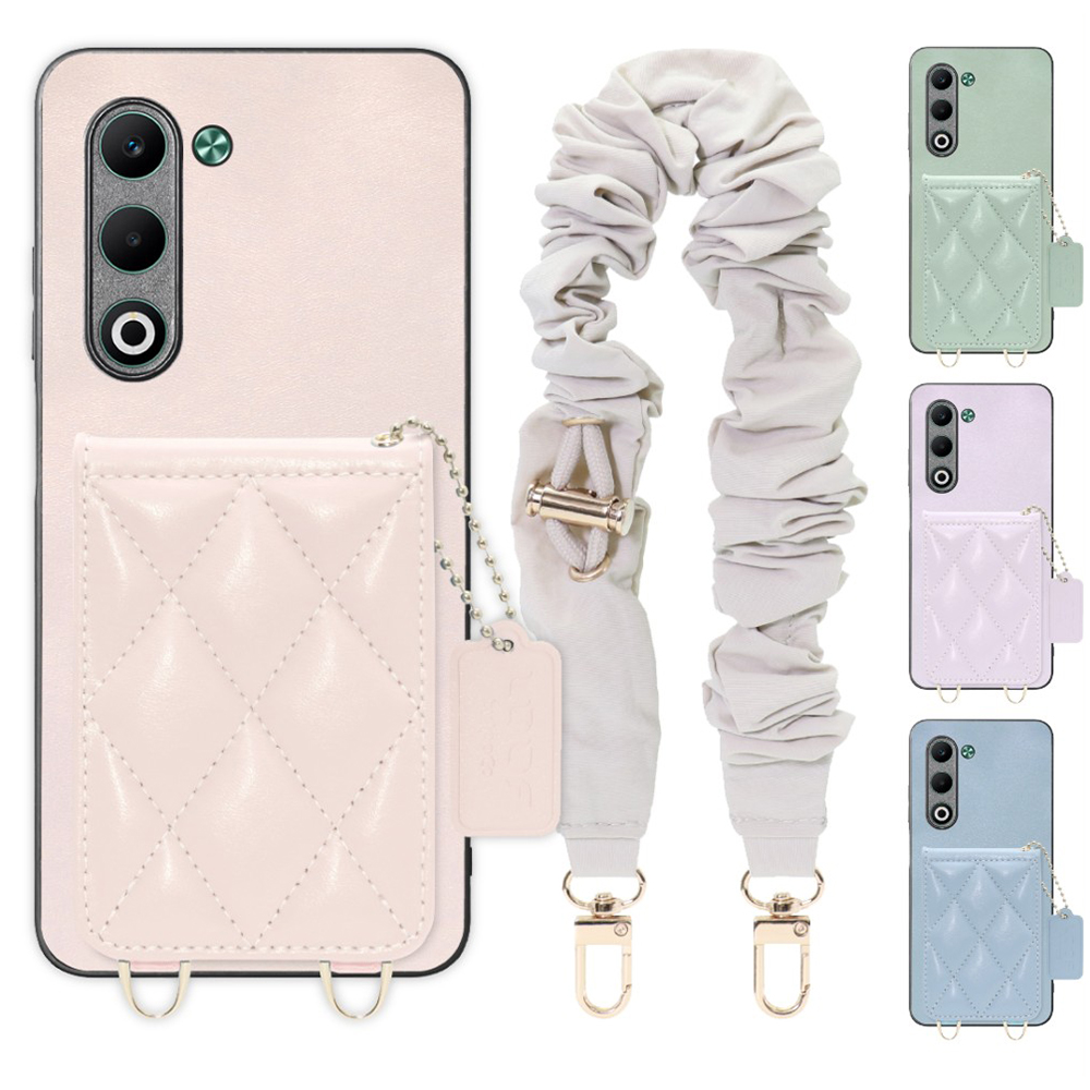 [ LOOF SWEET-SHELL SHUSHU ] OPPO A5 5G オッポ CPH2735 スマホケース キルティング加工のカードケース付き シュシュストラップ付き マグネット内蔵 カード収納 本革 パステルカラー [ OPPO A5 5G ]