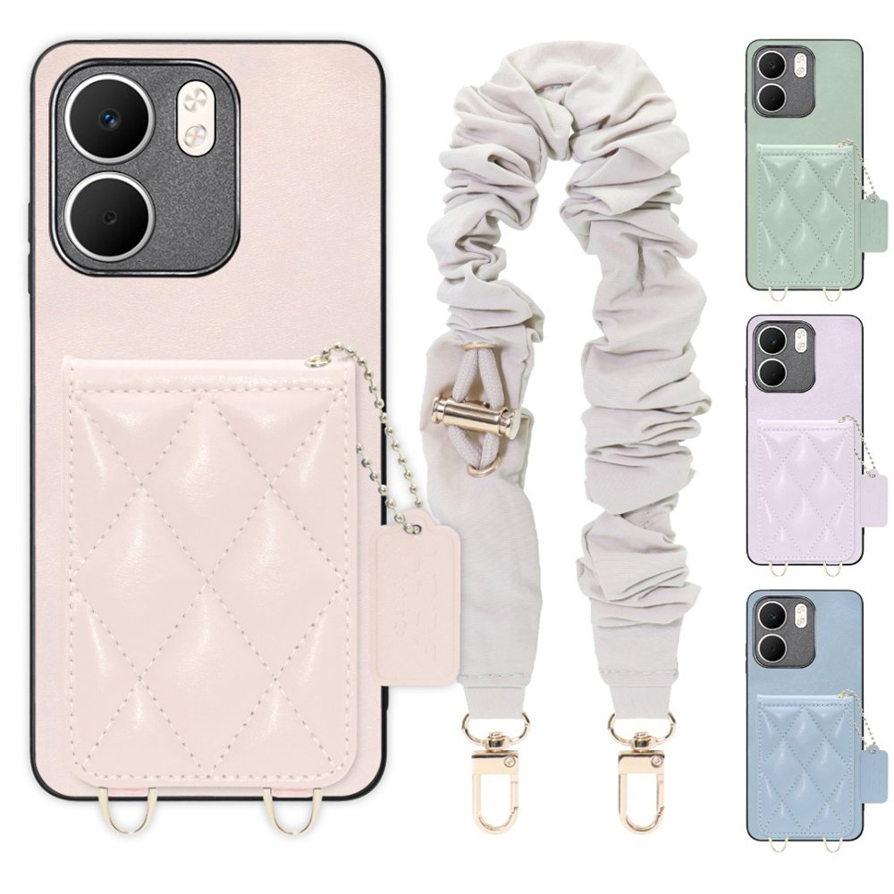 [ LOOF SWEET-SHELL SHUSHU ] OPPO A5x オッポ スマホケース キルティング加工のカードケース付き シュシュストラップ付き マグネット内蔵 カード収納 本革 パステルカラー [ OPPO A5x 用 ]