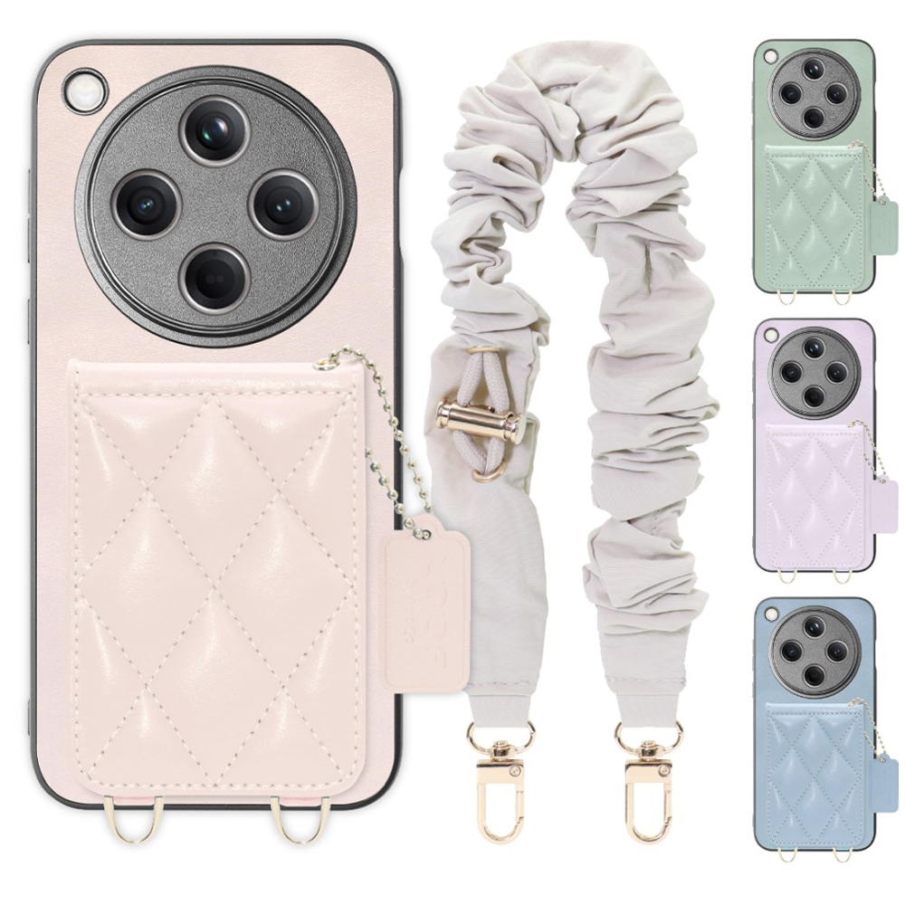 [ LOOF SWEET-SHELL SHUSHU ] OPPO Find X8 CPH2651 スマホケース キルティング加工のカードケース付き シュシュストラップ付き マグネット内蔵 カード収納 本革 パステルカラー [ OPPO Find X8 ]