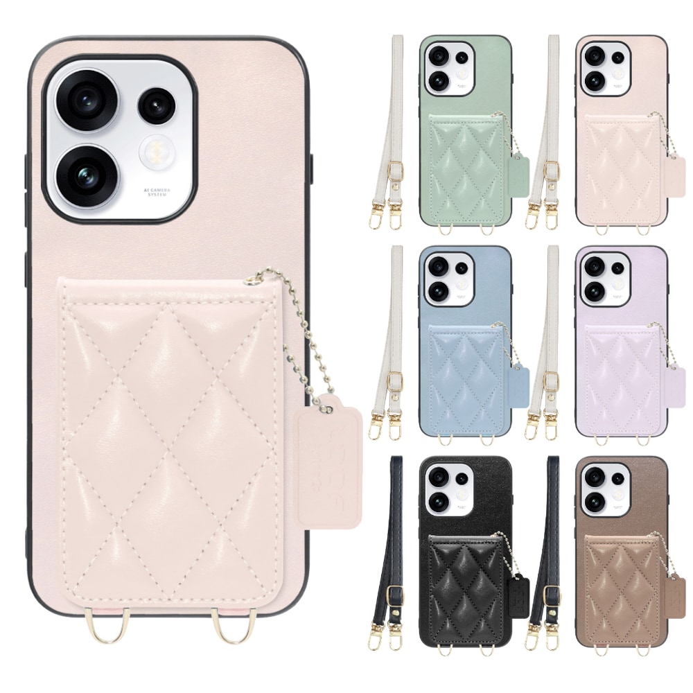 [ LOOF SWEET-SHELL SHOULDER  ] OPPO Reno16 5G CPH2865 スマホケース キルティング加工のカードケース付き ロングストラップ付き マグネット内蔵 カード収納 本革 [ OPPO Reno16 5G ]