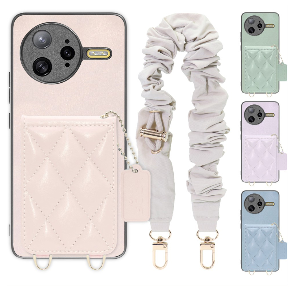 [ LOOF SWEET-SHELL SHUSHU ] POCO F7 Ultra Xiaomi シャオミ スマホケース キルティング加工のカードケース付き シュシュストラップ付き マグネット内蔵 カード収納 本革 パステルカラー [ POCO F7 Ultra ]