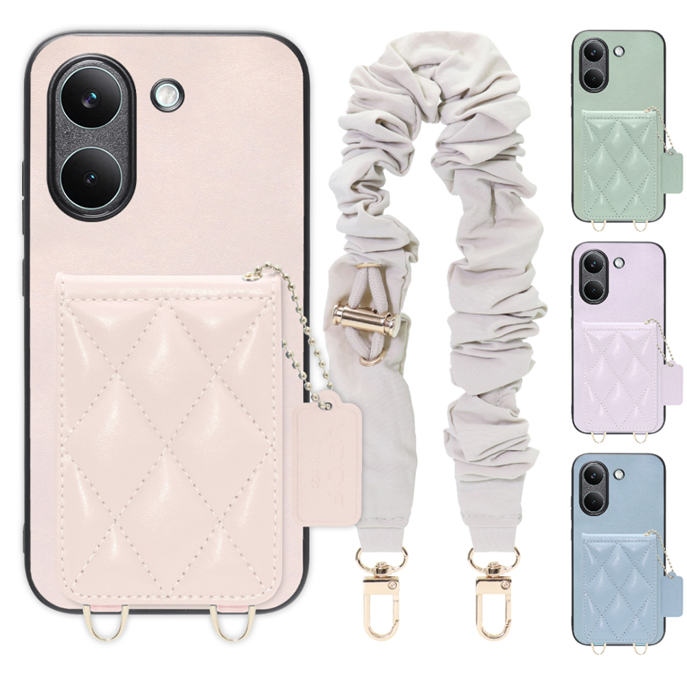 [ LOOF SWEET-SHELL SHUSHU ] POCO X8 Pro Xiaomi シャオミ スマホケース キルティング加工のカードケース付き シュシュストラップ付き マグネット内蔵 カード収納 本革 パステルカラー [ POCO X8 Pro ]