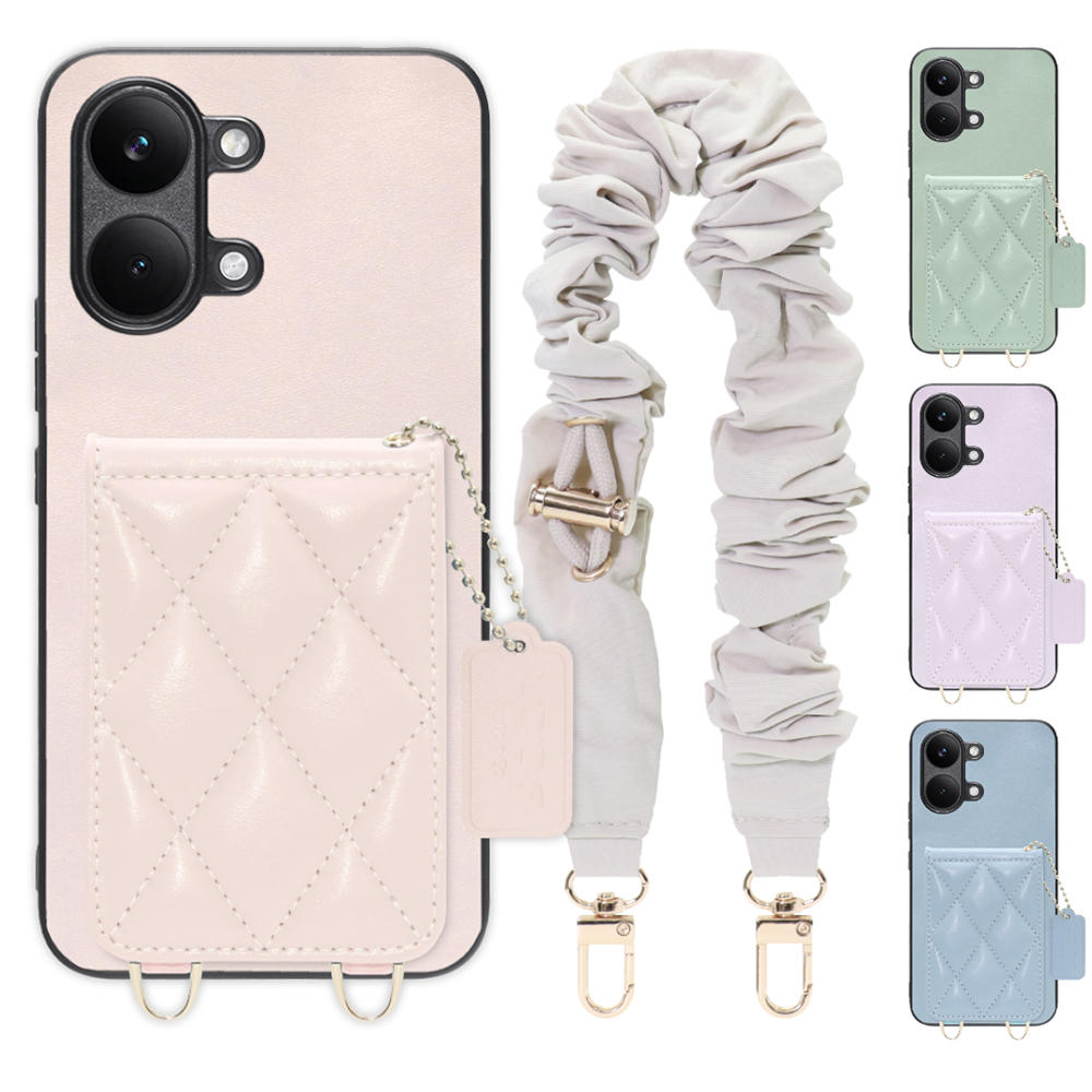 [ LOOF SWEET-SHELL SHUSHU ] POCO X8 Pro Max Xiaomi シャオミ スマホケース キルティング加工のカードケース付き シュシュストラップ付き マグネット内蔵 カード収納 本革 パステルカラー [ POCO X8 Pro Max ]