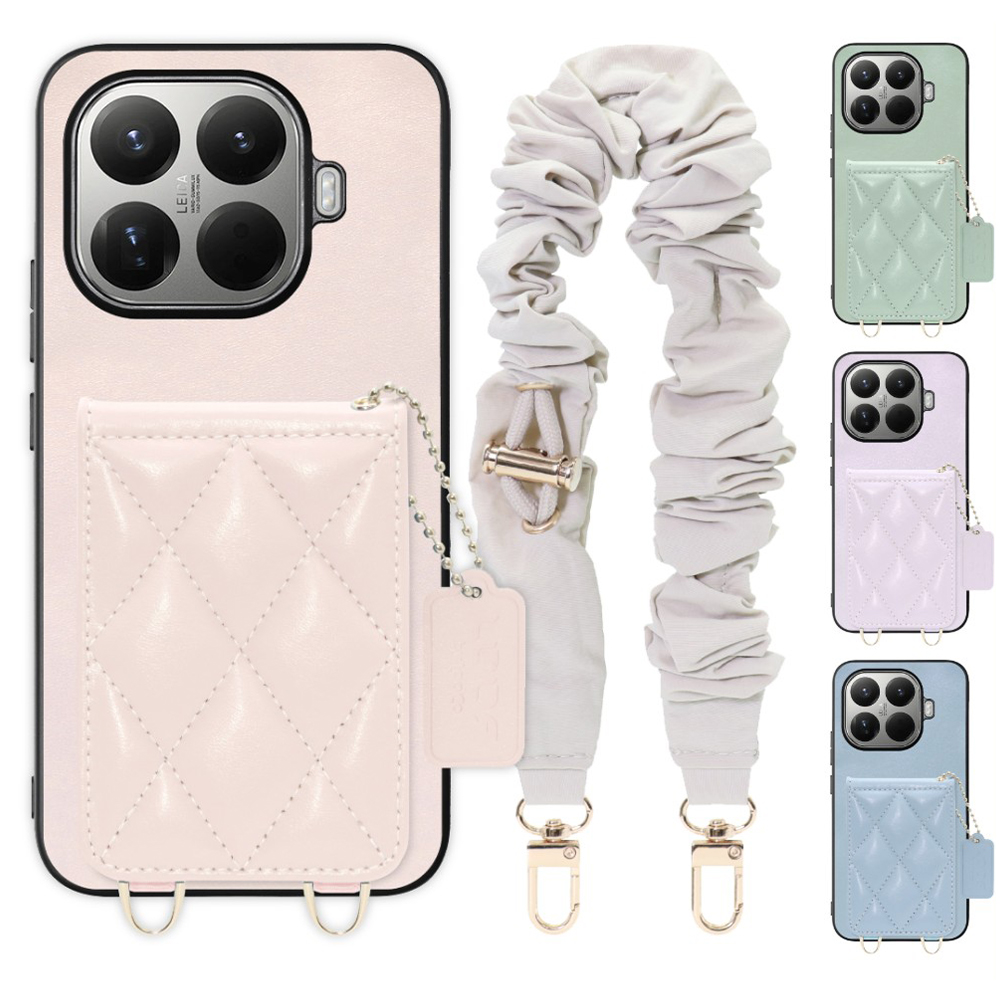 [ LOOF SWEET-SHELL SHUSHU ] Xiaomi 15T Pro シャオミ 15T Pro スマホケース キルティング加工のカードケース付き シュシュストラップ付き マグネット内蔵 カード収納 本革 パステルカラー [ Xiaomi 15T Pro ]