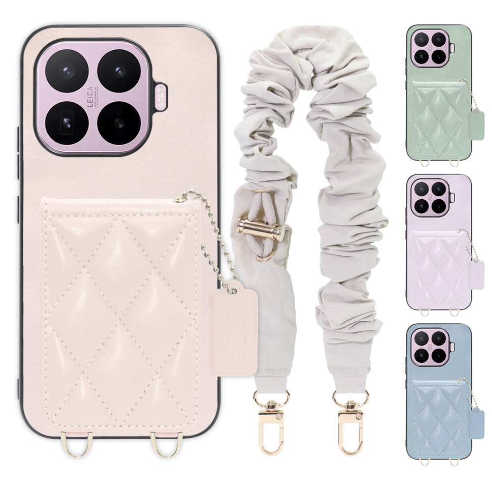 [ LOOF SWEET-SHELL SHUSHU ] Xiaomi 17T シャオミ スマホケース キルティング加工のカードケース付き シュシュストラップ付き マグネット内蔵 カード収納 本革 パステルカラー [ Xiaomi 17T ]