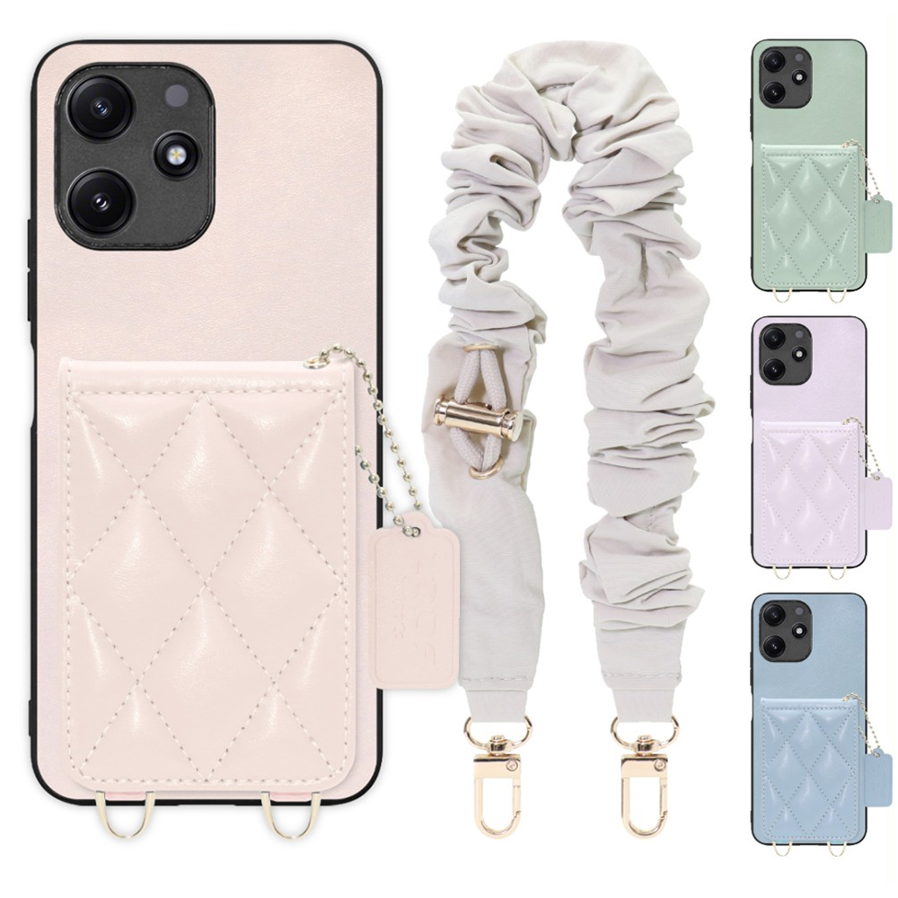 [ LOOF SWEET-SHELL SHUSHU ] Xiaomi Redmi 12 5G XIG03 Redmi12 5G スマホケース キルティング加工のカードケース付き シュシュストラップ付き マグネット内蔵 カード収納 本革 パステルカラー [ Xiaomi Redmi 12 5G ]