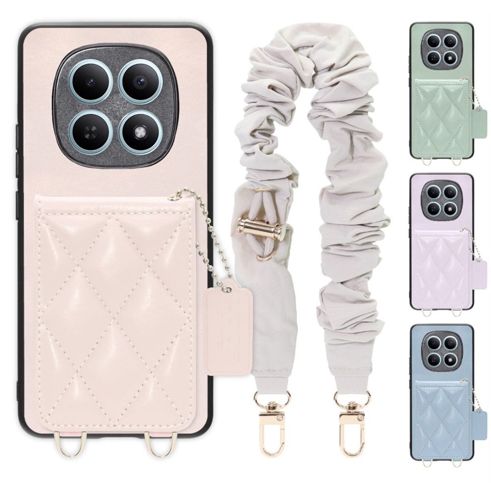 [ LOOF SWEET-SHELL SHUSHU ] POCO M8 5G Xiaomi 25118PC98G スマホケース キルティング加工のカードケース付き シュシュストラップ付き マグネット内蔵 カード収納 本革 パステルカラー [ POCO M8 5G ]