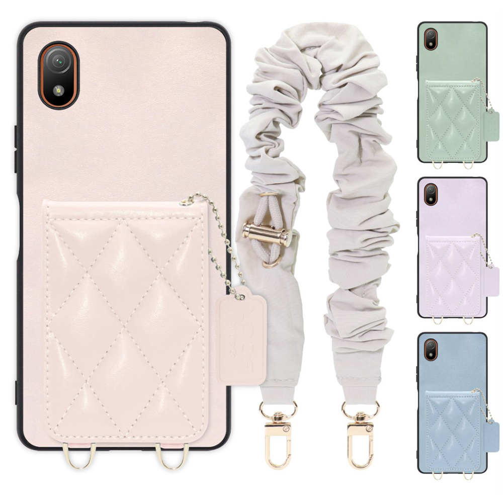 [ LOOF SWEET-SHELL SHUSHU ] Xperia Ace III SO-53C / SOG08 aceⅢ ace3 スマホケース キルティング加工のカードケース付き シュシュストラップ付き マグネット内蔵 カード収納 本革 パステルカラー [ Xperia Ace III ]