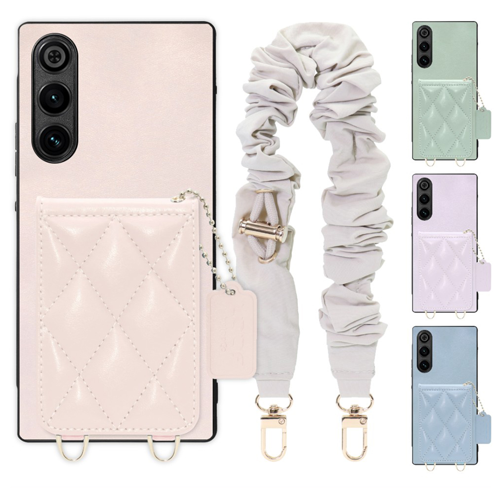 [ LOOF SWEET-SHELL SHUSHU ] REDMAGIC 10 Air nubia スマホケース キルティング加工のカードケース付き シュシュストラップ付き マグネット内蔵 カード収納 本革 パステルカラー [ REDMAGIC 10 Air ]