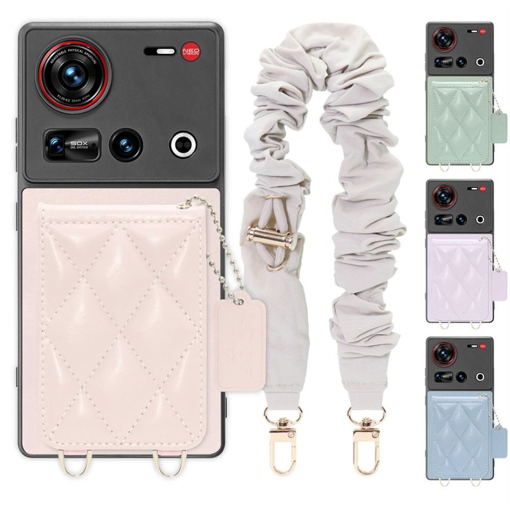 [ LOOF SWEET-SHELL SHUSHU ] nubia Z70 Ultra ZTE スマホケース キルティング加工のカードケース付き シュシュストラップ付き マグネット内蔵 カード収納 本革 パステルカラー [ nubia Z70 Ultra / Z70S Ultra ]