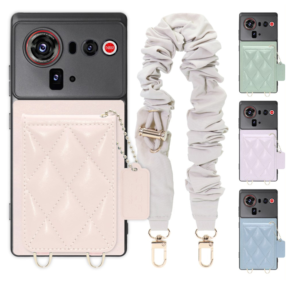 [ LOOF SWEET-SHELL SHUSHU ] nubia Z80 Ultra NX741J スマホケース キルティング加工のカードケース付き シュシュストラップ付き マグネット内蔵 カード収納 本革 パステルカラー [ nubia Z80 Ultra ]