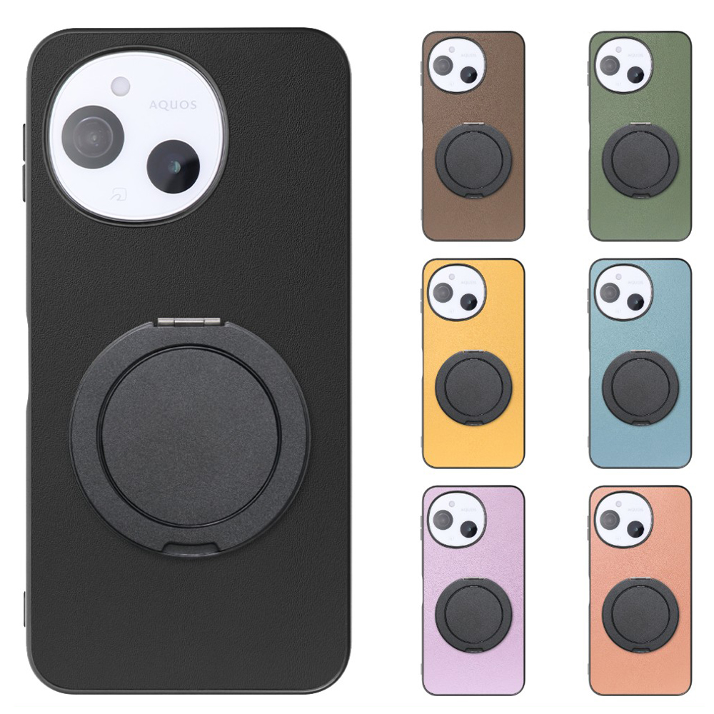 [ LOOF RING-SHELL (シンプル Ver.) ] AQUOS sense9 SH-53E SHG14 SH-M2 SH-53F SH-M33 スマホケース 背面 ケース カバー ハードケース スマホリング リング付き 本革 ストラップホール [ AQUOS sense9 / sense10 ]