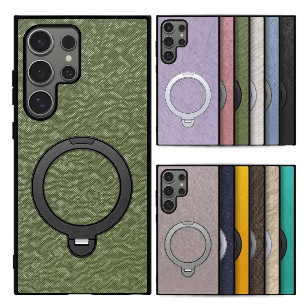 [ LOOF CASUAL MAG-RING Series ] Galaxy S24 Ultra s24ultra スマホケース 背面 ケース カバー ハードケース マグネット内蔵の薄型多機能リング付 スタンド [ Galaxy S24 Ultra ]
