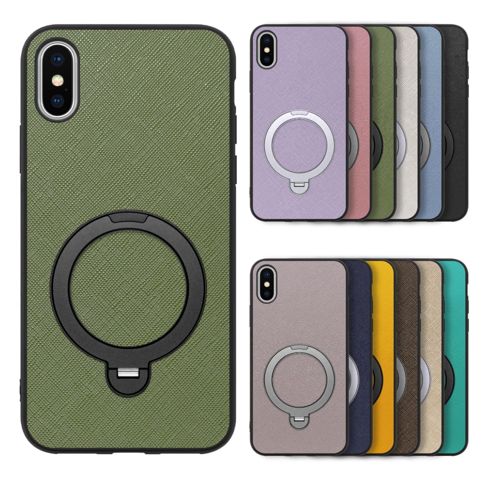 [ LOOF CASUAL MAG-RING Series ] iPhone X / XS iPhonex iPhonexs スマホケース 背面 ケース カバー ハードケース マグネット内蔵の薄型多機能リング付 スタンド [ iPhone X / XS ]
