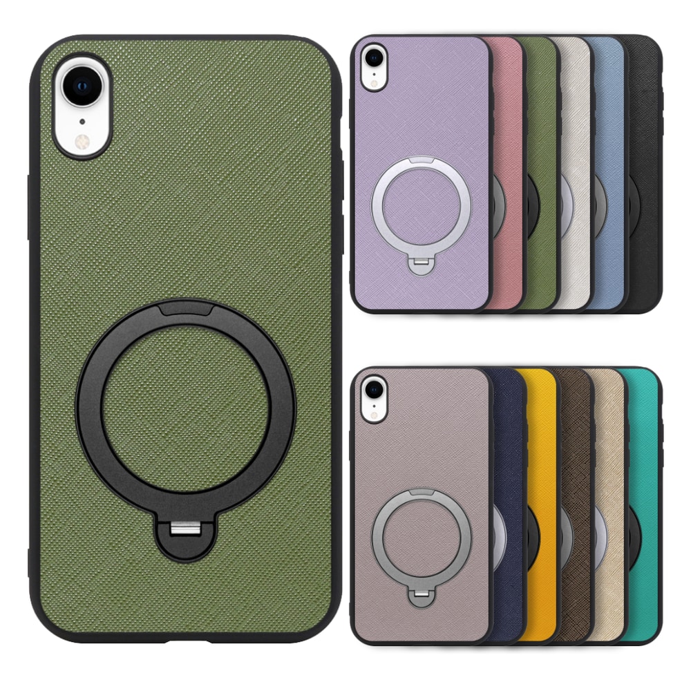 [ LOOF CASUAL MAG-RING Series ] iPhone XR iPhonexr スマホケース 背面 ケース カバー ハードケース マグネット内蔵の薄型多機能リング付 スタンド [ iPhone XR ]