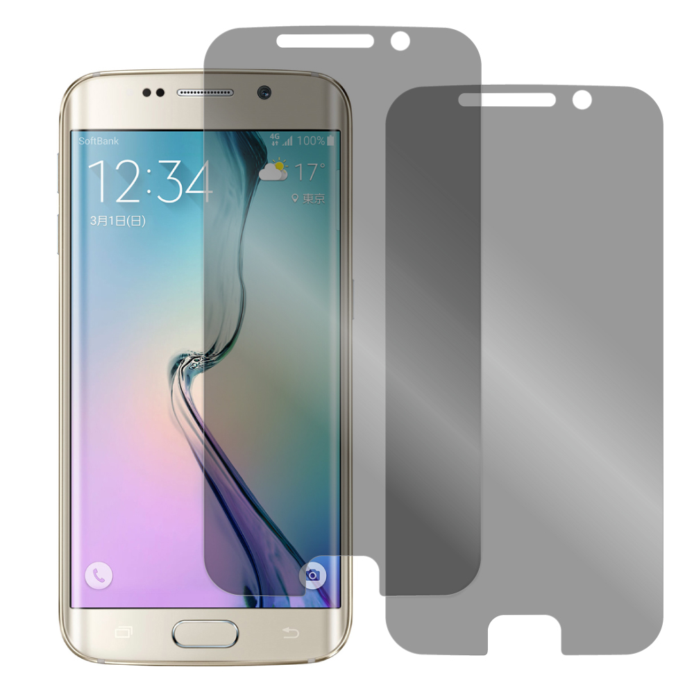 [2枚入り] LOOF Galaxy S6 edge SC-04G / SCV31  用 保護フィルム 簡単貼り付け 画面保護 ソフトフィルム 気泡なし 傷防止 割れ防止 指紋防止 [ Galaxy S6 edge / 覗き見防止 仕様]