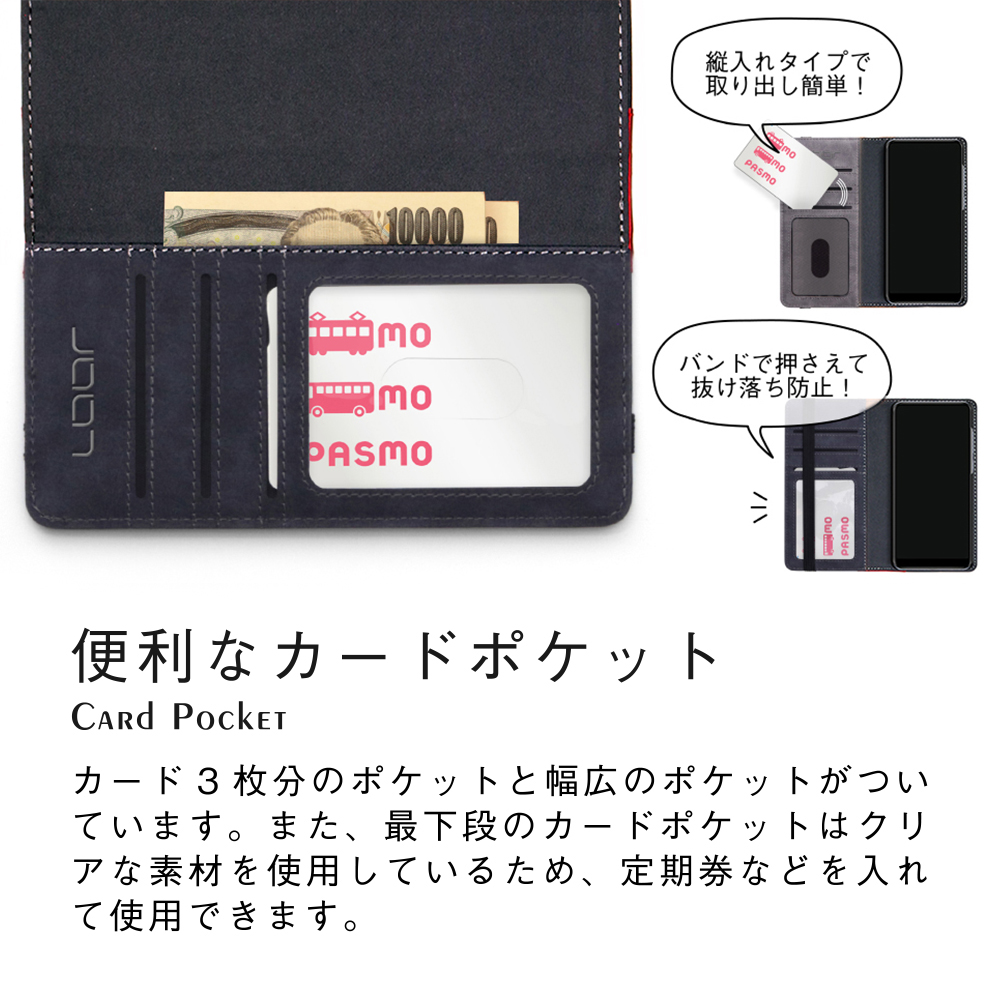 LOOF Retoro Series AQUOS sense7 / SHG10 / SH-53C アクオス 用 [オリエンタルブルー] バイカラー×レトロデザイン 手帳型ケース 大容量4ポケット バンド付き