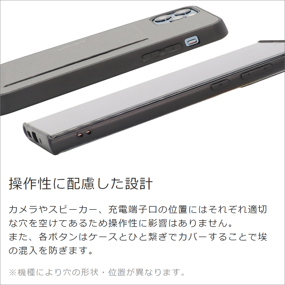 LOOF SKIN SLIM-SLOT iPhone 7 / 8 / SE(第2/3世代) 用 [ネイビー] 薄い 軽量 背面 PUレザー カードポケット ケース カバー シンプル スマホケース スマホカバー