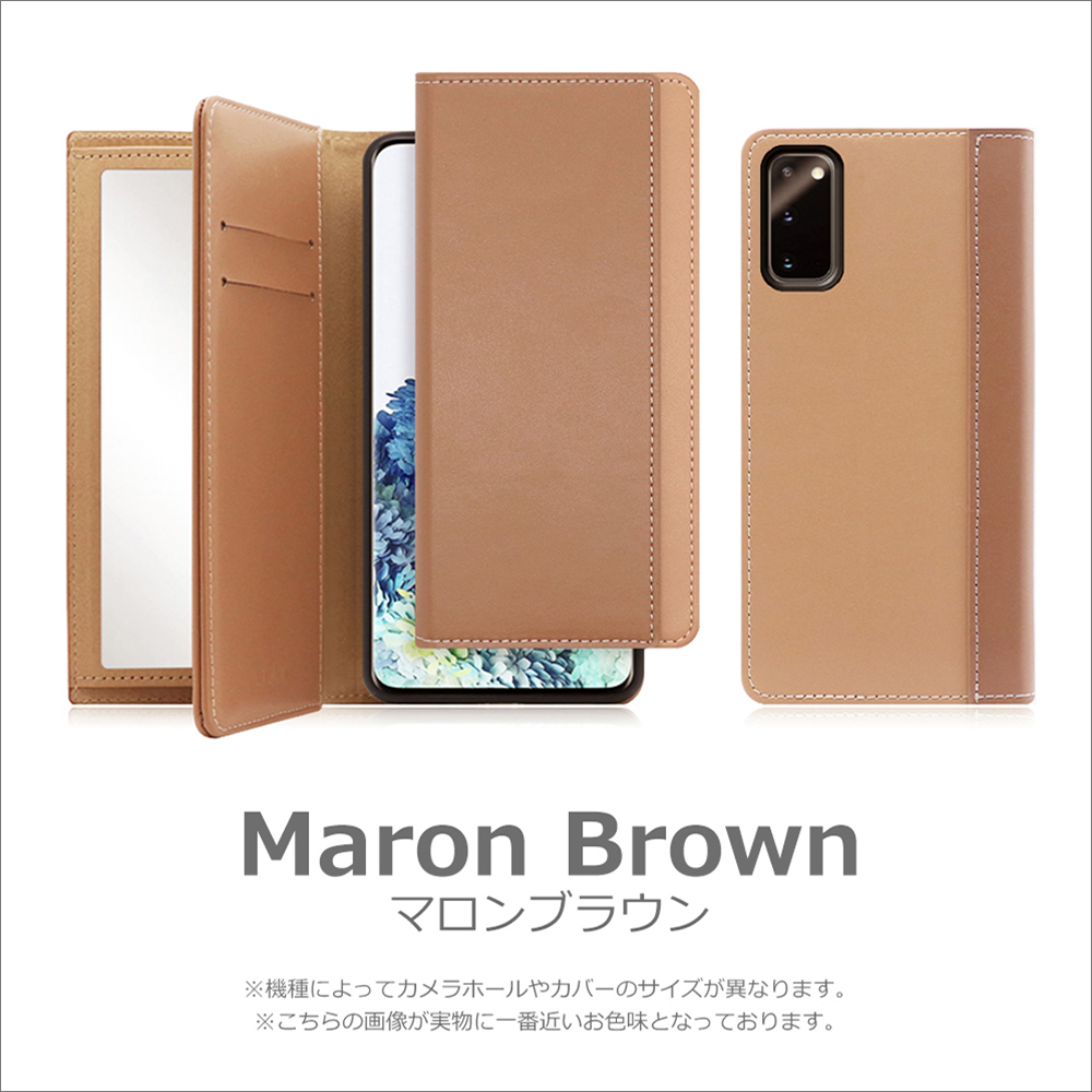 LOOF Mirror  Galaxy A22 5G / SC-56B  [マロンブラウン] カード収納 ベルトなし スタンド ミラー 鏡 パステルカラー 化粧直し 鏡付き カードホルダー スタンド